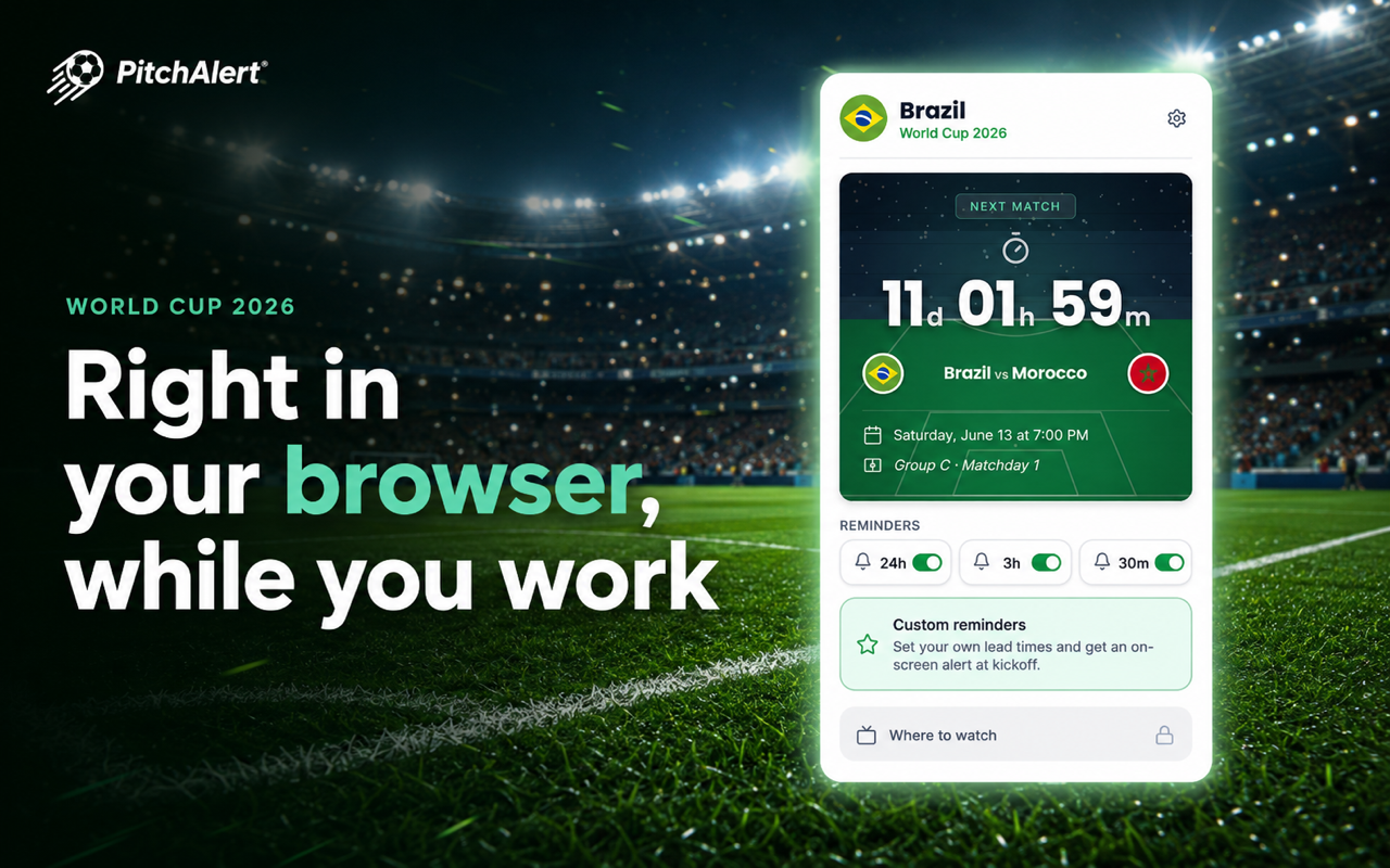 PitchAlert — full match schedule view